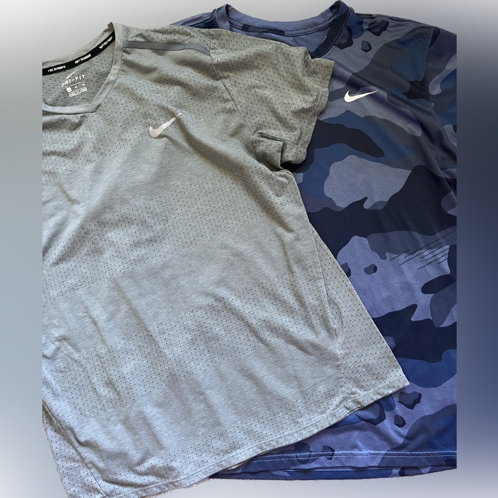Nike lot of 2 men’s workout running shirts size XL camp and gray